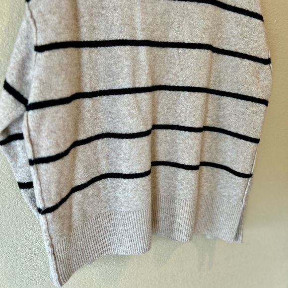 Aerie Striped Crewneck Sweater - Neutral Oatmeal with Black Stripes Oversized L - Picture 6 of 7